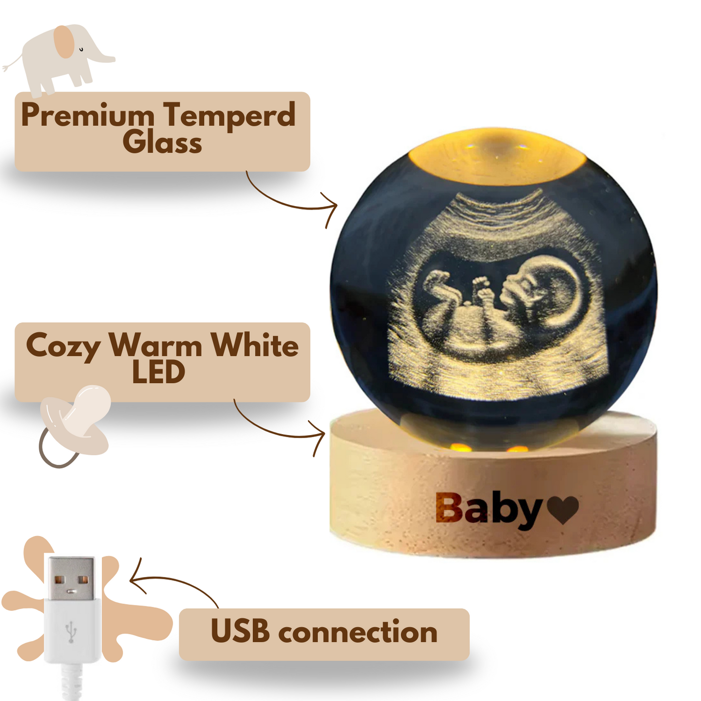 Custom LED Ultrasound Crystal Lamp